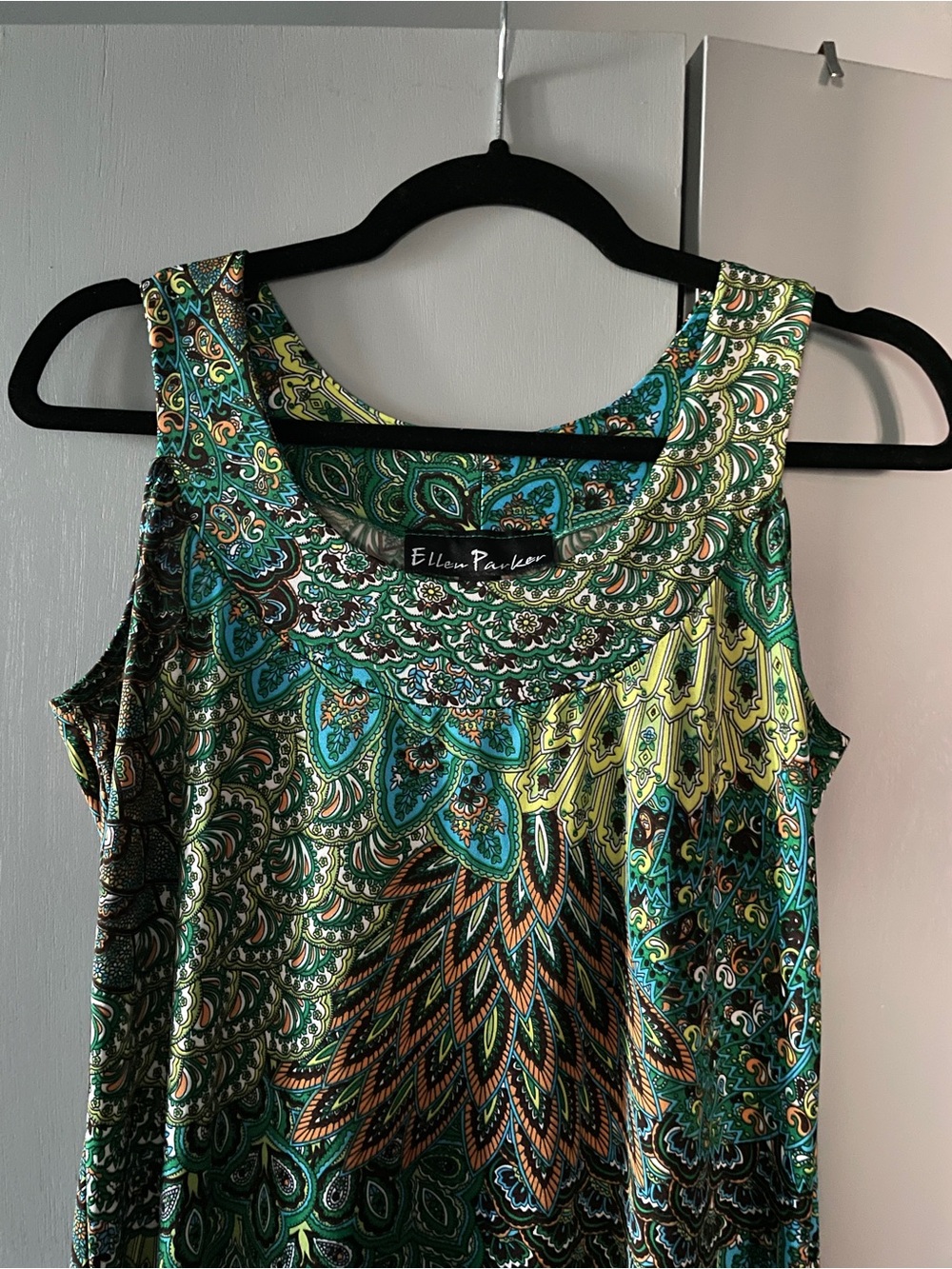 Ellen Parker Green Paisley-Print Maxi Dress